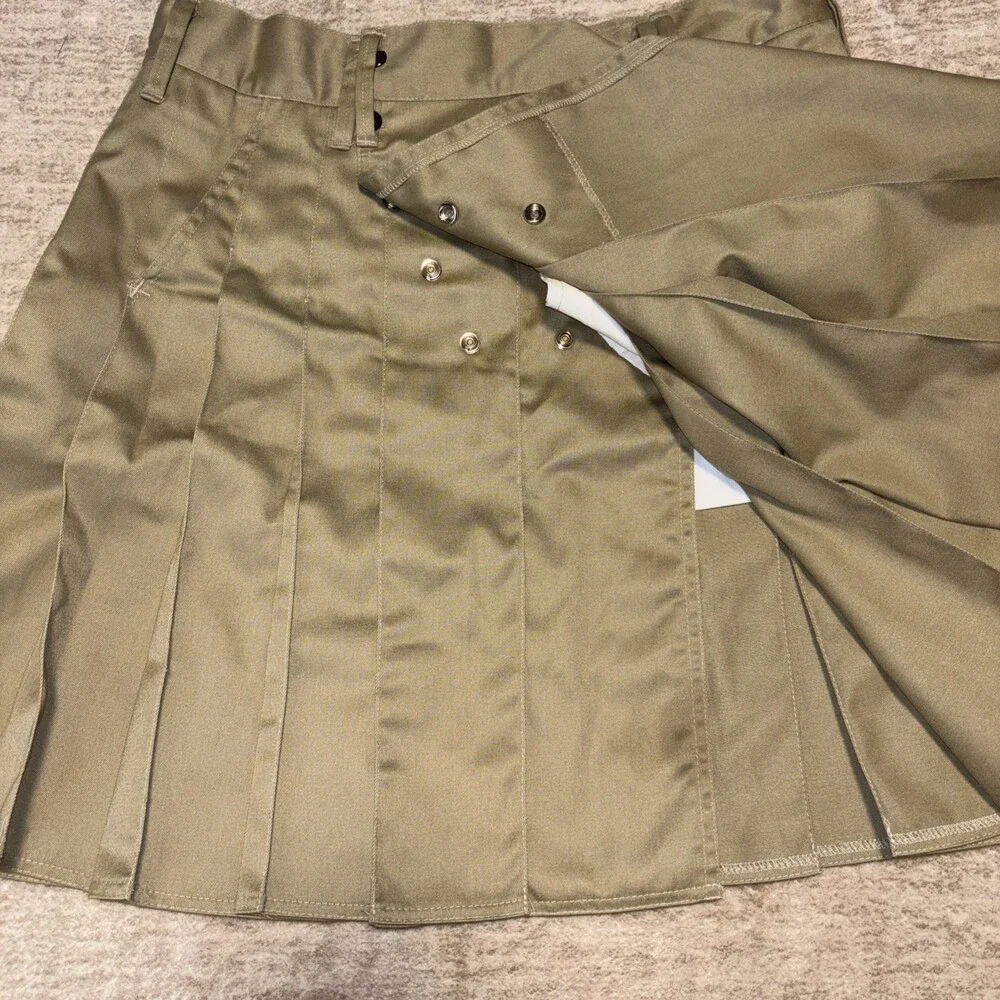 Utilikilt Men's Khaki Utility Kilt Size 39x23 EUC Snap Closure Heavy Duty Y2K